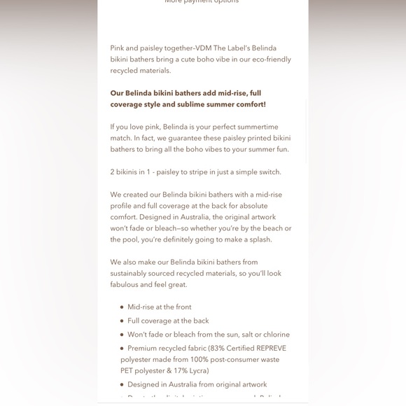 Revolve x VDM The Label Belinda Reversible Bikini Bottom Pink Stripe S - Picture 9 of 11